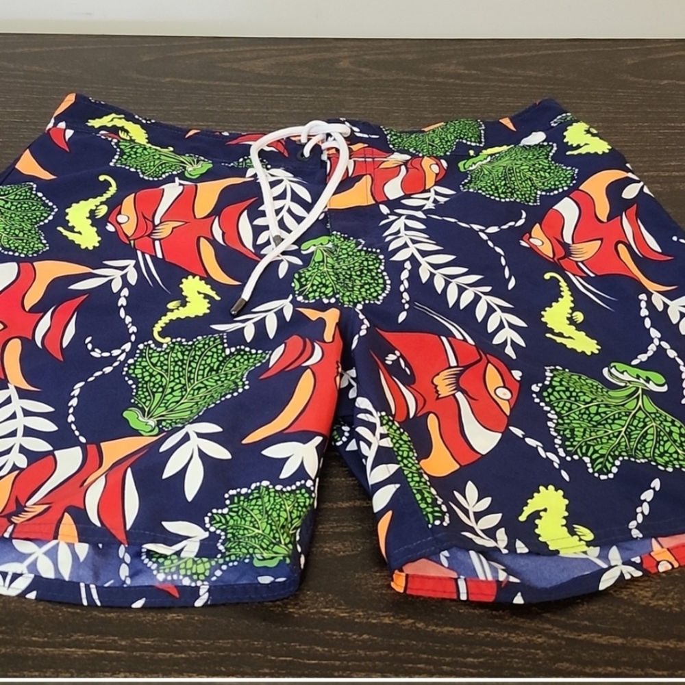 RLX Ralph Lauren Swim Trunks fish print 34 Board Shorts Tropical